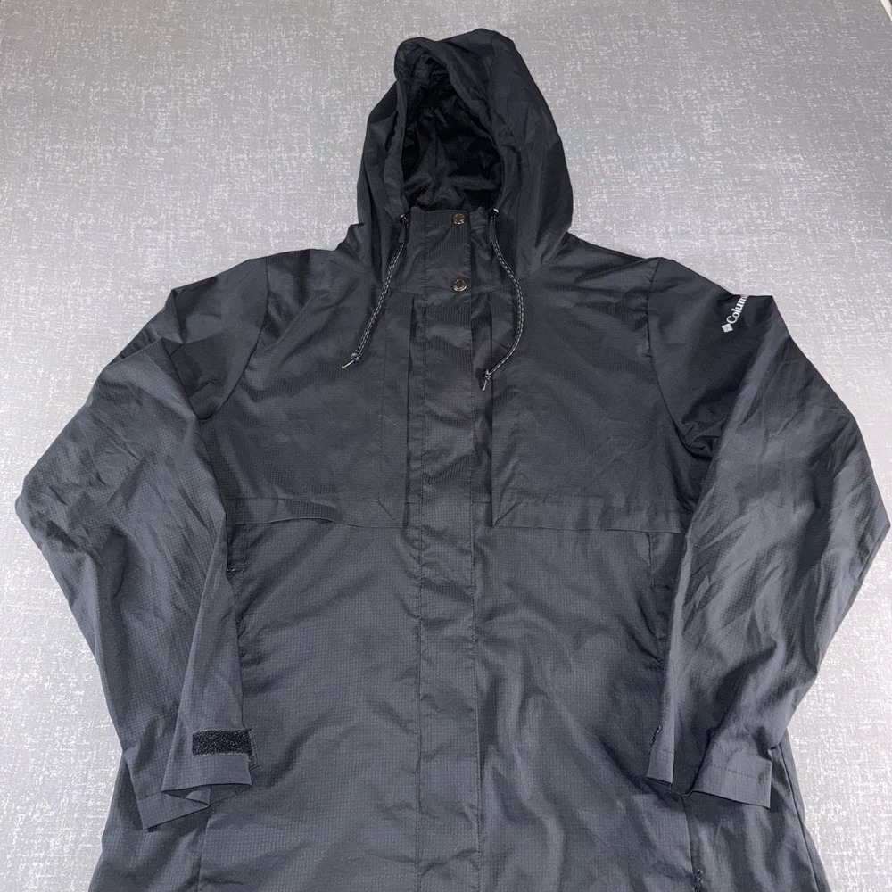 Columbia Jacket Womens Large Black Hooded Windbreaker WL0154 Lightweight Gorp